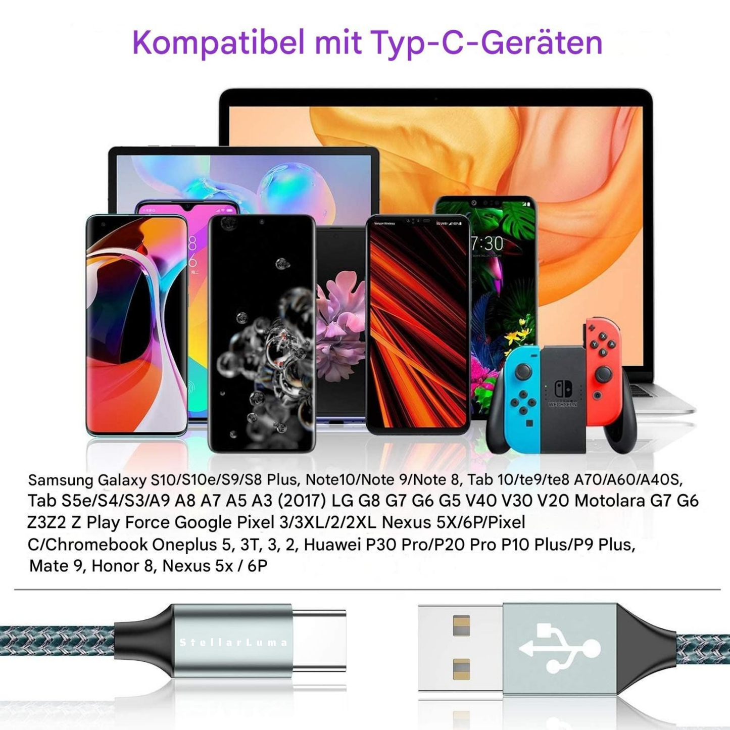 StellarLuma USB C Kabel QuickCharge