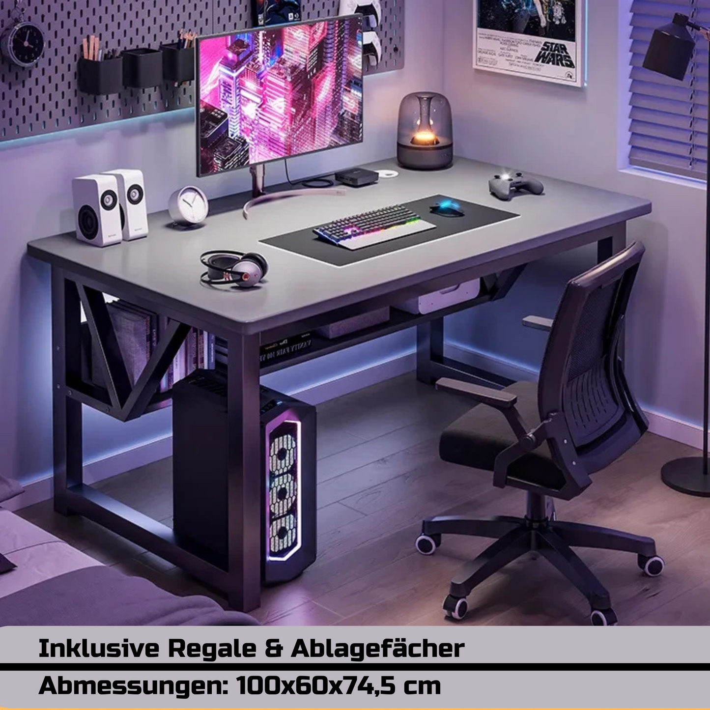 StellarLuma Pro Gaming-Schreibtisch – BrightBlack