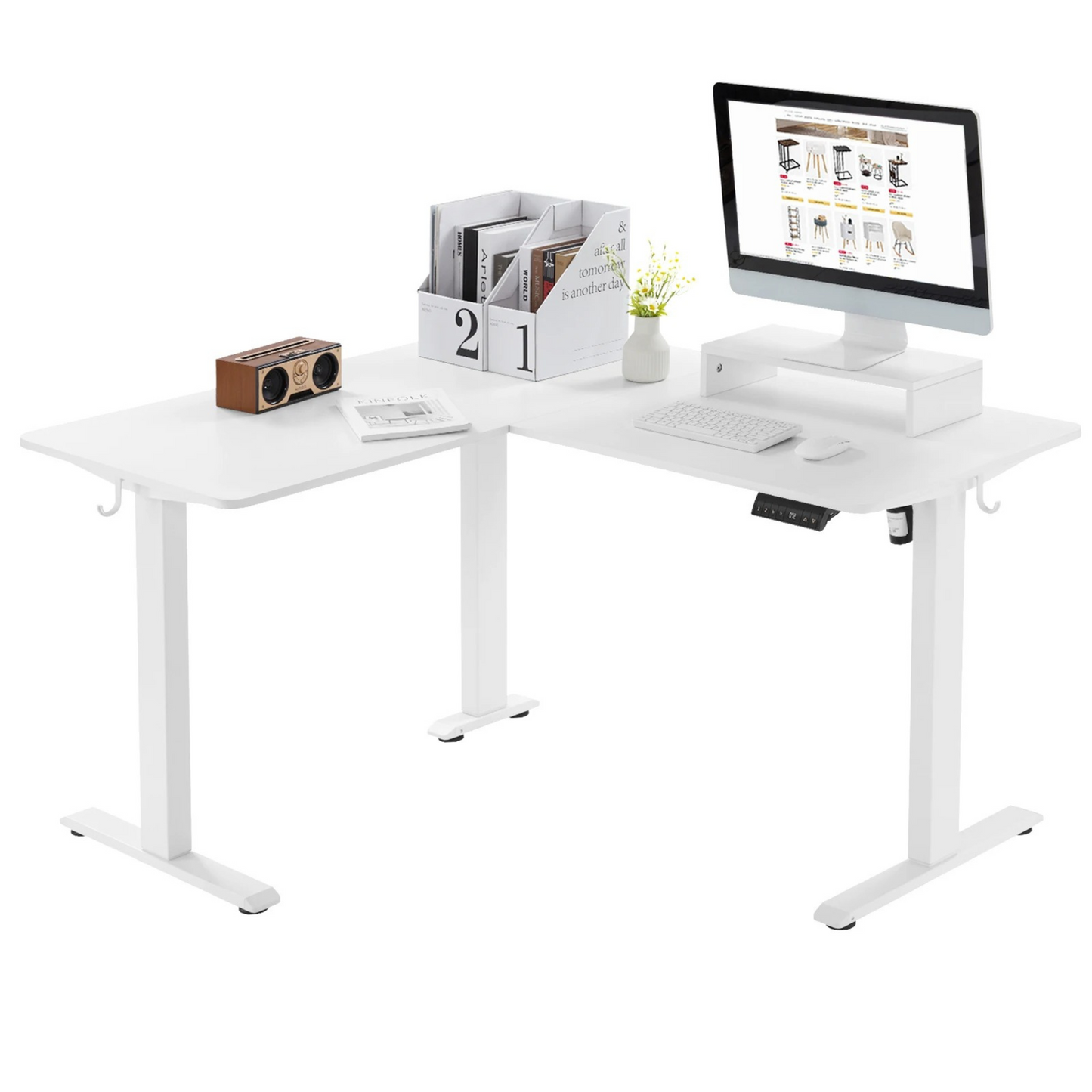 StellarLuma Gaming Table L-Form All White Edition