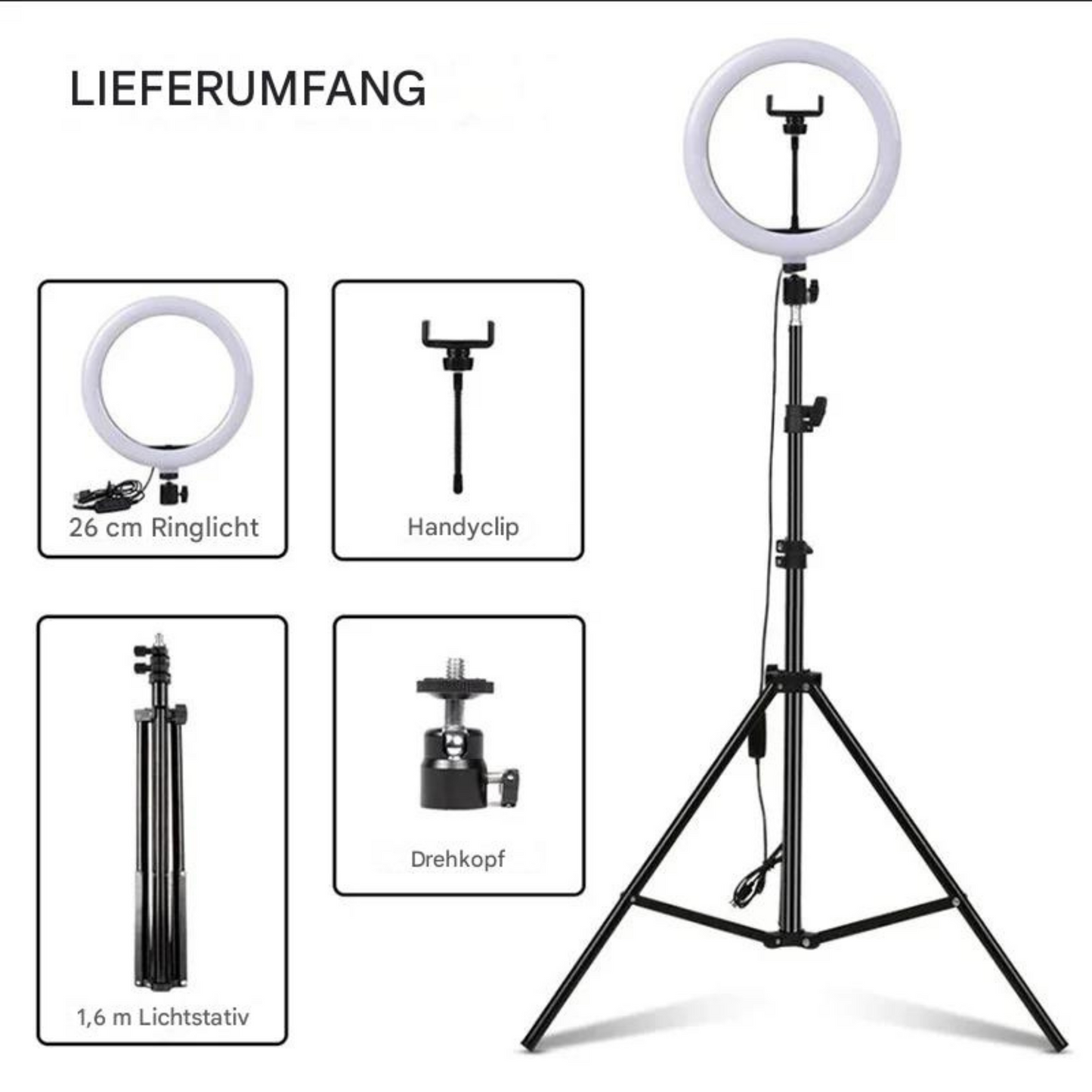 StellarLuma LED Ringlicht mit Stativ