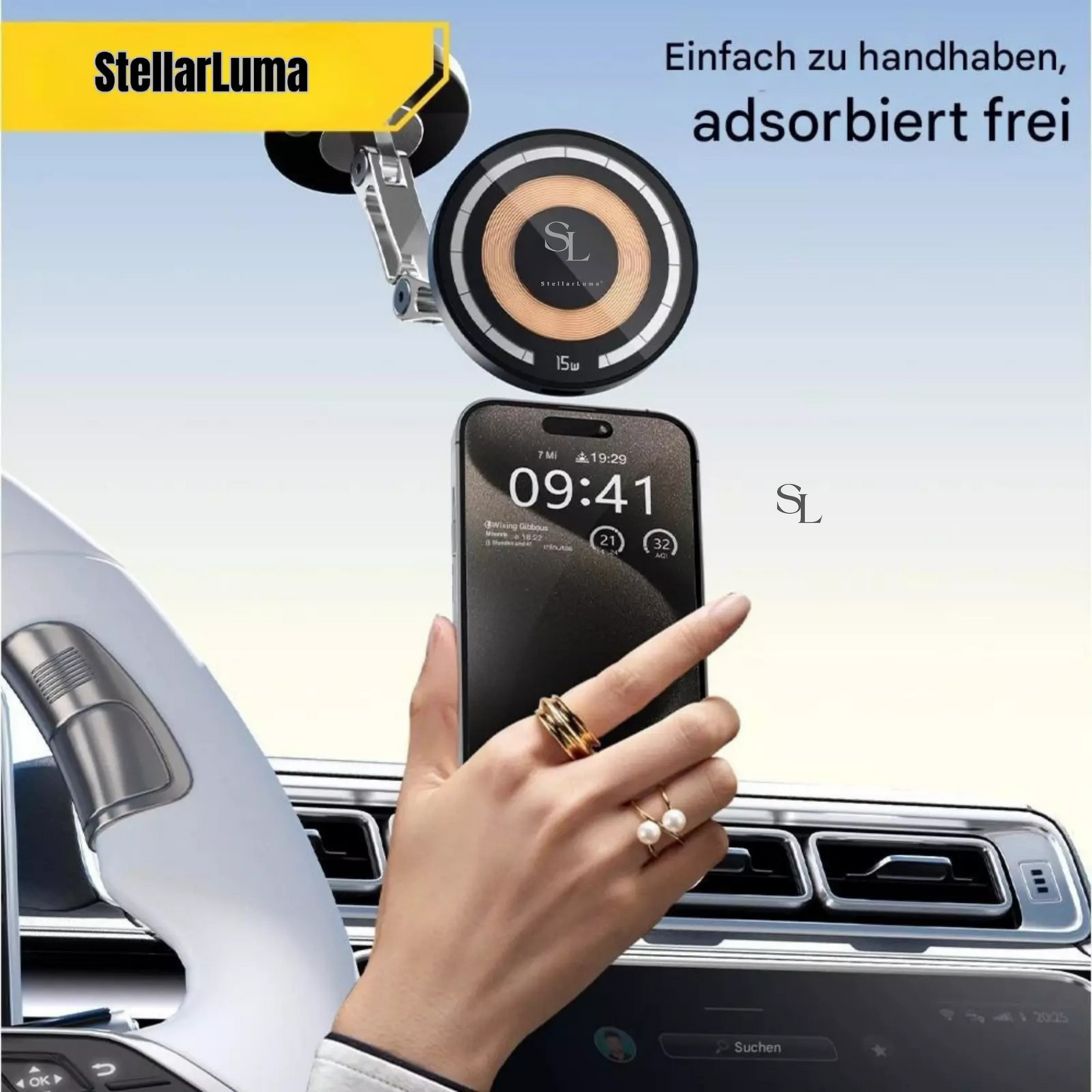 StellarLuma – Magnetische Handyhalterung mit MagSafe & 15W Ladefunktion für Auto & LKW