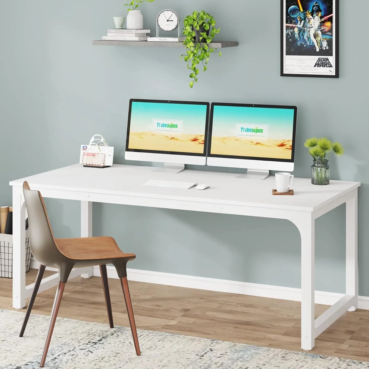 StellarLuma Office Table All White Edition