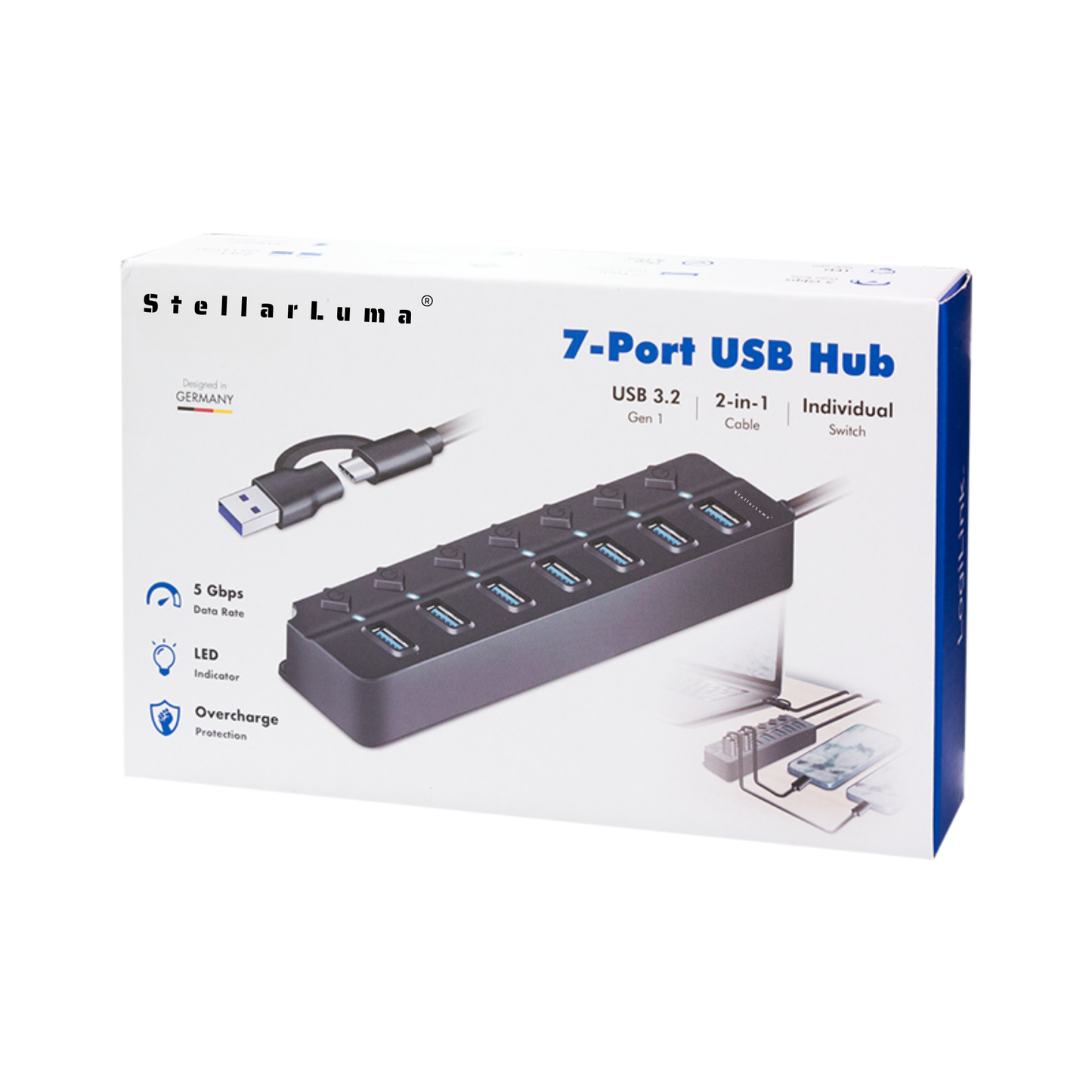 StellarLuma USB-C Hub mit EIN/AUS Schalter