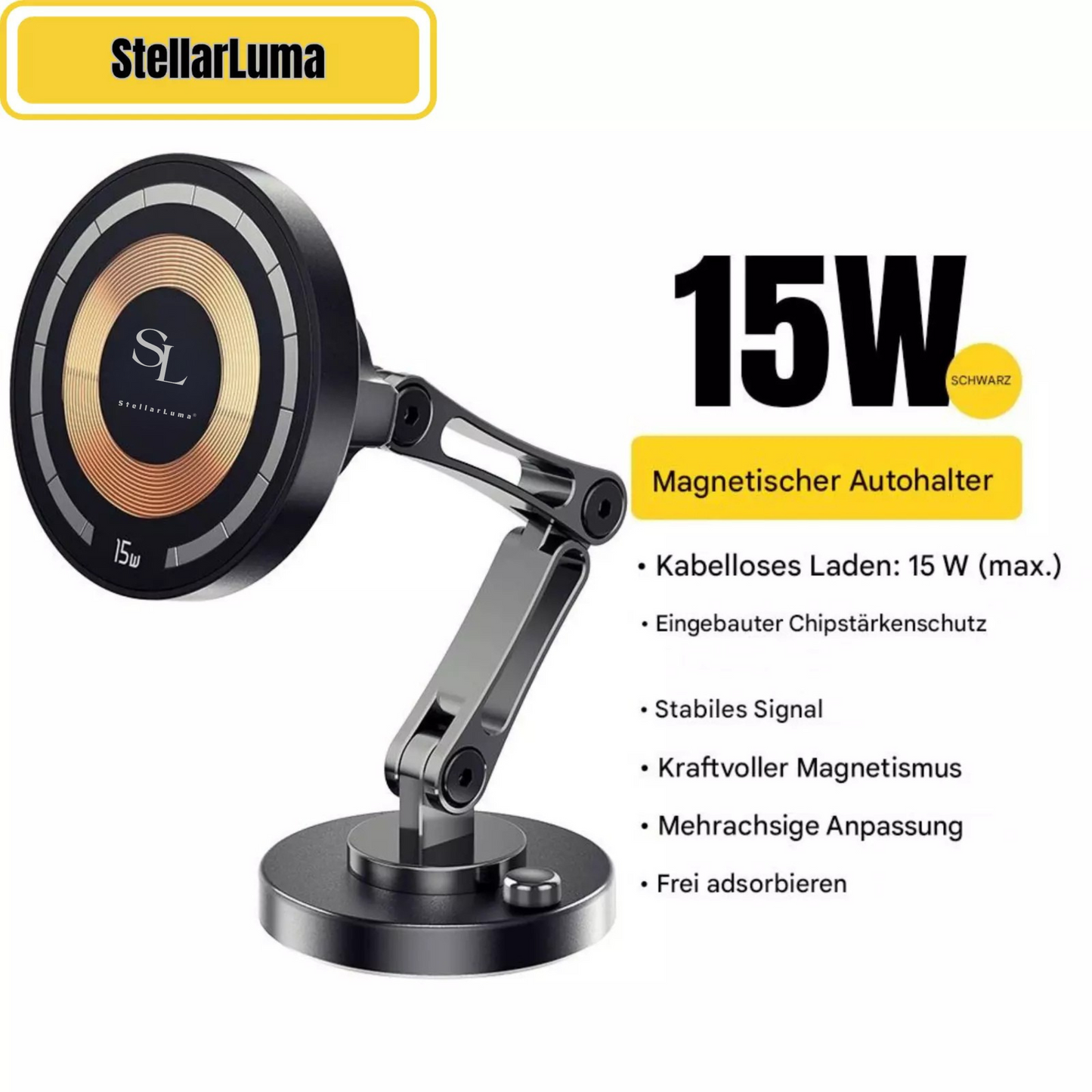StellarLuma – Magnetische Handyhalterung mit MagSafe & 15W Ladefunktion für Auto & LKW