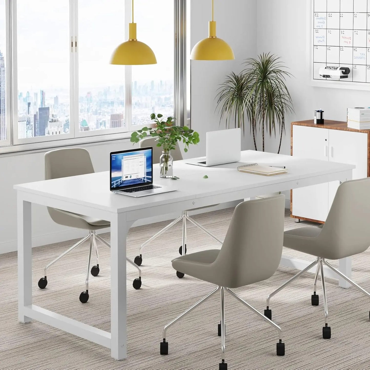 StellarLuma Office Table All White Edition