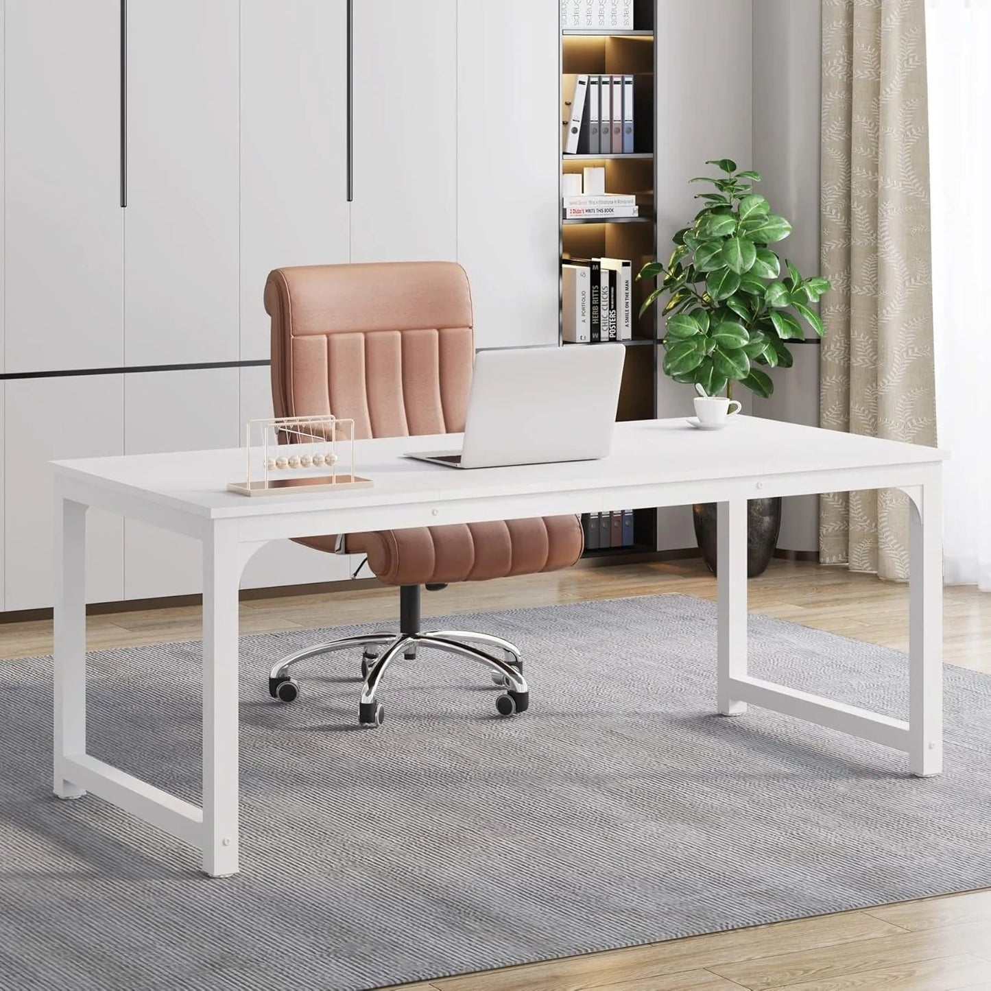 StellarLuma Office Table All White Edition